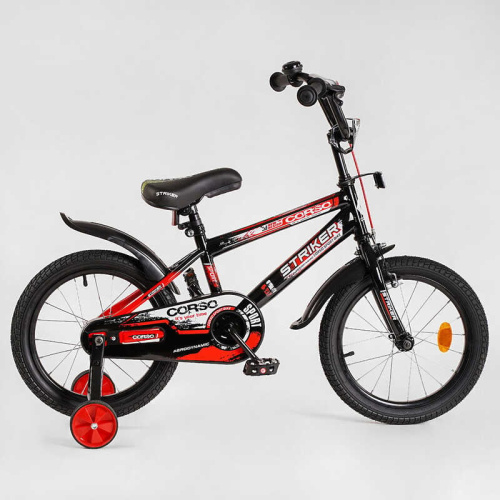 Велосипед 16" дюймів 2-х колесний CORSO “STRIKER" EX-16128 (1)  ручне гальмо, дзвіночок, дод. колеса, ЗІБРАНИЙ НА 75%   фото 2