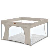 Манеж El Camino ME 1196 Beige (74,5*127*127 см, вхід із застібкою-блискавкою, відкидний бортик, чохол, льон бежевий, до 15 кг)