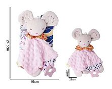 Брязкальце-комфортер 688 M66 "Мишка", текстильне, гумовий прорізувач, шумливі вушка, петелька для підвішування, в пакеті