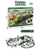 Залізниця AU 8664 118 елементів, підсвічування, звуки транспорту, автоматичний рух потяга, станція, магнітне з'єднання, 4 вагони, локомотив, 2 ма