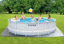 Каркасний басейн Intex 26746 (122*488 см., об'єм: 19176 л., картриджний фільтр-насос: 5678 л/год, підстилка, драбина, тент, серія: Prism Frame)