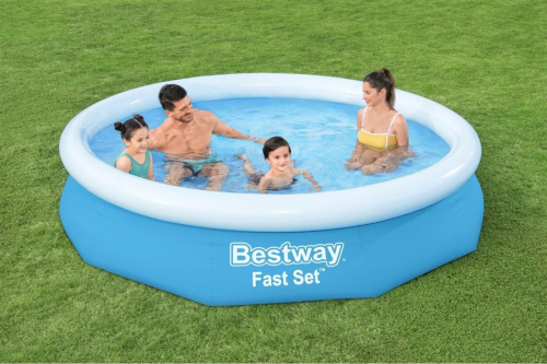 Надувний басейн Bestway 57458 (66*305 см., об'єм: 3200 л., картриджний фільтр-насос 1249 л/год., серія: Fast Set)