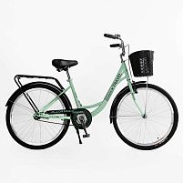 Велосипед міський Corso TL-26727 «TRAVEL» 26`` + КОШИК одношвидкісний, сталева рама 16.5``, корзина, багажник