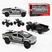 Машинка C 2469 2 види, “Поліція”, металопластик, інерція, звуки, підсвічування, масштаб 1:24, відчиняються двері та капот, 2 режими роботи, квадр