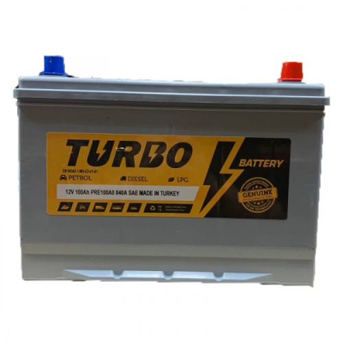 Картинка  Автомобільний акумулятор Turbo 6СТ-100 (0) (Premium, Ca/Ca, 12V, 100Ah, PRE100E0, EN840A, Asia, 173*224*304 мм., Турція, 2023 рік) от магазина cd-market