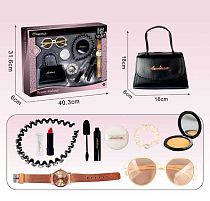 Набір аксесуарів 656-4 сумочка, імітація косметики, функціональний годинник, окуляри, резинка, обруч, в коробці