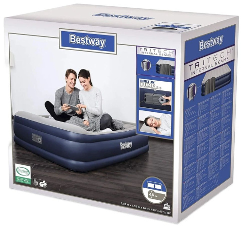 Надувне ліжко BestWay 67630 (38*152*203 см, 46 см з підголівником, двоспальне, вбудований електронасос 220V, до 300 кг) фото 10