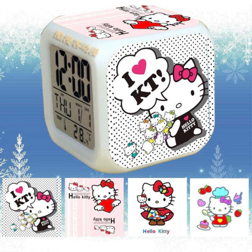 Годинник-нічник C 68952 будильник, різнокольорове підсвічування, звук, у коробці