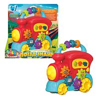 Гра "Поїзд знань" 49454 "WToys", ОЗВУЧУВАННЯ УКРАЇНСЬКОЮ МОВОЮ, намистини, ноти, казки, слова, цифри, пісні, цікаві факти, підсвічування, в