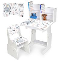 Дитяча парта-трансформер Bambi N 2071-10-1 (регульована висота, стільчик, надбудова для книг, ящик під стільницею для канцтоварів)