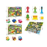 Набір машин JZD - 111 2 види, ігровий килимок 145х98 см, 3 машинки, декорації, в коробці