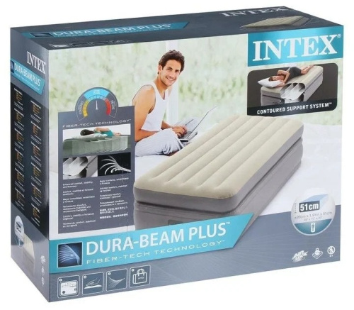 Надувне ліжко Intex 64162 (51*99*191 см, односпальне, подвійний матрац, вбудований електронасос 220V, до 136 кг) фото 4