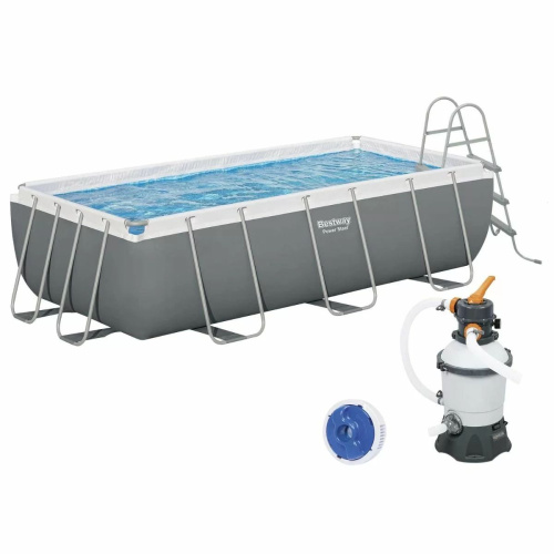 Каркасний басейн Bestway 56442 (100*201*404 см., об'єм: 6478 л., пісочний фільтр-насос 3028 л/год, дозатор хлору, драбина, серія: Power Steel) фото 2