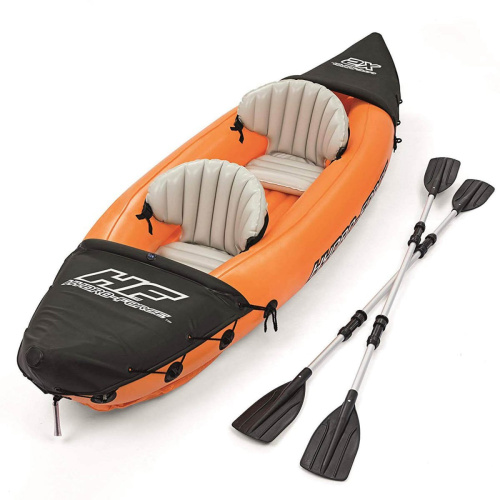 Каяк надувний двомісний (байдарка) BestWay 65077 Lite-Rapid X2 Kayak (88*321 см., висота: 44 см., навантаження до 160 кг., весла, насос, помаранчевий) фото 16