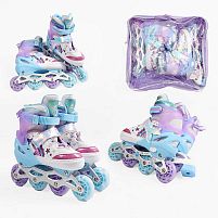 Ролики дитячі Best Roller 8211-04 М (розсувні, розмір 34-38, колеса: 4/Ø60 мм/PU, в один ряд, гальмо заднє, підсвітка, сумка)