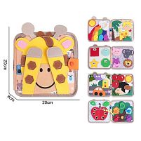 М'яка книжка-бізіборд 25006 фетровий, вивчення форм, кольорів, тварин, пальчикові ігри, на липучках, в пакеті