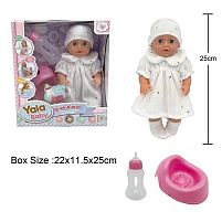 Пупс YL 2425 A-G п'є з пляшечки, ходить на горщик, заплющує очі, аксесуари, висота 25 см, в коробці