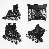 Ролики дитячі Best Roller 45432-L (розсувні, розмір 39-43, колеса: 4/Ø65 мм/PVC, в один ряд, гальмо: задніє, підсвітка, сумка, чорний)
