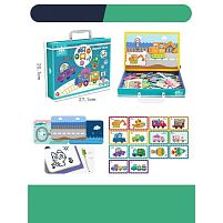 Дерев'яна магнітна дошка С 74457 “Транспорт”, 14 карток із завданнями, дошка пиши-стирай, в коробці