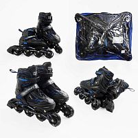 Ролики дитячі Best Roller 91070-L (розсувні, розмір 39-43, колеса: 4/Ø65 мм/PU, в один ряд, гальмо: задніє, підсвітка, сумка, синій)