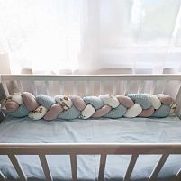 Бортик у ліжко "Косичка" 80315 тканина МУСЛІН, наповнювач СИНТЕПУХ, розмір 120*18 см "Bimbo"