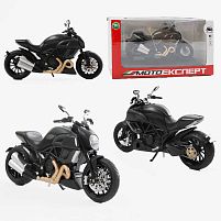 Мотоцикл BG 11-214 "Мото Експерт", металопластик, масштаб 1:12, прогумовані колеса, підсвічування, звук, амортизація, платформа, в коробці