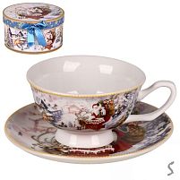Чашка з блюдцем новорічна "Time for gifts" 2пр/наб 180мл/14.5см Stenson R36237