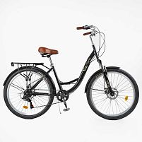 Велосипед міський Corso VL-26520 «Viola» (колеса: Ø26``, рама: 17"/сталева, 21 швидкість, гальма дискові, багажник)