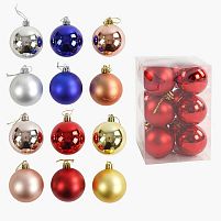 Новорічні прикраси C 67644 12 штуки, кульки, D = 5.5 см, у слюді, ВИДАЄТЬСЯ ТІЛЬКИ МІКС ВИДІВ