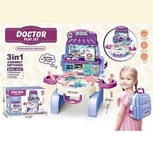 Набір лікаря 828-48 стетоскоп, мікроскоп, монітор, шприц, 2 термометри, ножиці, пляшечка ліків, в коробці