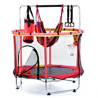 Батут дитячий Profi MS 4291-R (Ø140 см, ↑≈160 см, 36 пружин, U-подібні опори 3 шт, кільця, бакс. кільце, гамак, груша, до 100 кг)