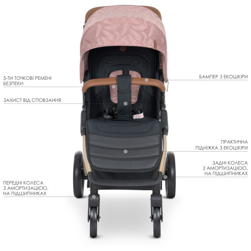 Коляска дитяча прогулянкова El Camino ME 1053G DYNAMIC PRO Special Pink фото 3