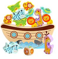 Балансир дерев'яний C 73242 тваринки, човен, кубик, в коробці