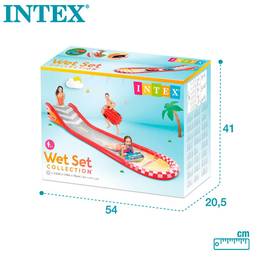 Дитячий надувний ігровий центр Intex 57167 «Весела гірка» (Водна гірка з двома дошками для спуску, 76*119*561 см) фото 9