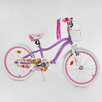 Велосипед 20" дюймів 2-х кол. "CORSO Sweety" SW-20714 / 207140 (1) ФІОЛЕТОВЕ, алюмінієва рама 11’’, ручне гальмо, прикраси, зібраний на 75%