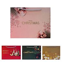 Пакет новорічний паперовий M "Merry Christmas" 26*33*11см Stenson R32984-M