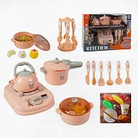 Набір посуду 096 D-4 Штрих=00285 18елем., електрична плита, звук, підсвічування, парогенератор, продукти, озвучування китайською мовою, в коробці