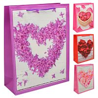 Пакет подарунковий паперовий M "Heart roses" 26*32*10см Stenson (88570M)