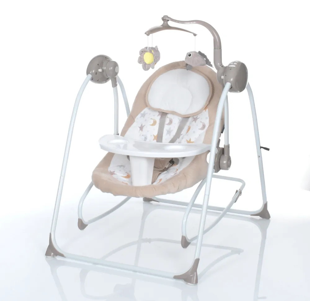 Крісло-гойдалка для немовлят з електро-заколисуванням El Camino ME 1076 EMMA Beige Stars (механізм гойдання: маятник) без столешні фото 3