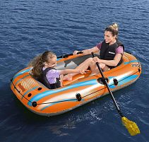 Човен надувний BestWay 61146 «Hydro Force Kondor 3000» (36*122*212 см, гребний, двомісний, двокамерний, весла ↔124 см, насос, надувне дно, до 186 кг)