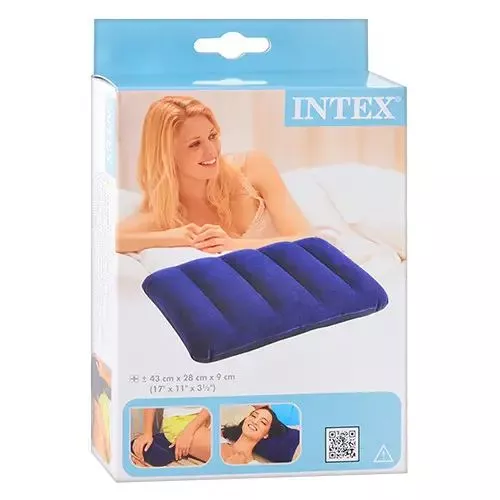 Надувна флокована подушка Intex 68672 (синя, 9*28*43 см.) фото 2
