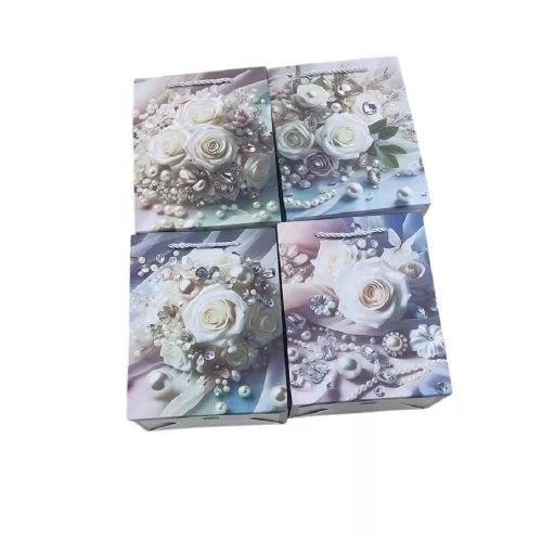 Пакет подарунковий паперовий M "Pearl roses" 26*32*10см Stenson R33495-M