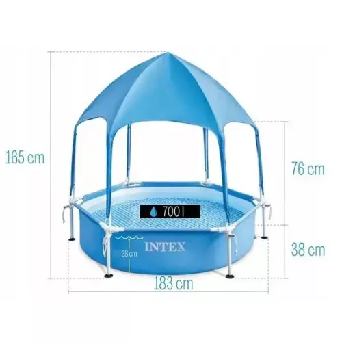 Каркасний басейн Intex 28209 (38*183 см., об'єм: 700 л., тент-парасолька з душем, серія: Splash-in-Shade Play) фото 3