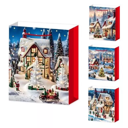 Пакет новорічний паперовий S "Winter evening 3D" 18*23*10см Stenson R96607-S