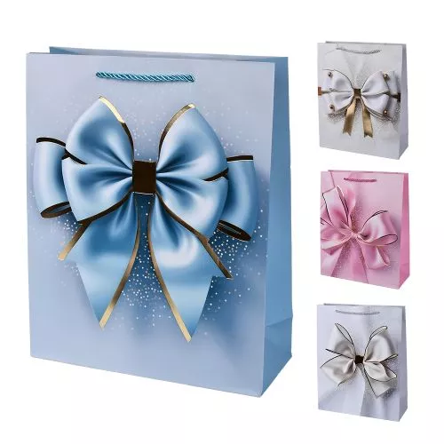Пакет подарунковий паперовий M "Super bow" 32*26*10см Stenson R33217-M