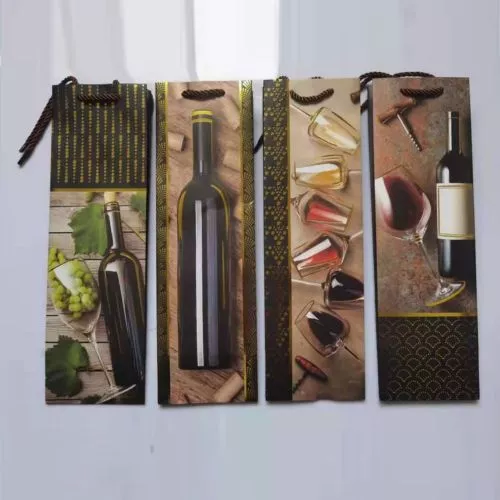 Пакет подарунковий паперовий під пляшку "Wine" 36*11*11см Stenson R32955