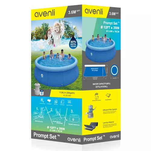 Надувний басейн Avenli 17794EU (76*366 см, об'єм: 5273 л, картриджний фільтр-насос 1136 л/год) фото 5