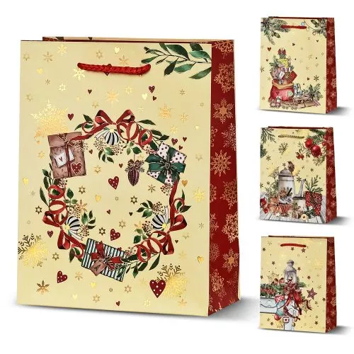 Пакет новорічний паперовий L "Christmas motif" 31*42*12см Stenson R33021-L