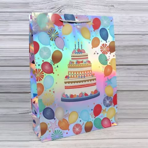 Пакет подарунковий паперовий L "Happy Birthday" 31*42*12см Stenson R95525-L фото 5