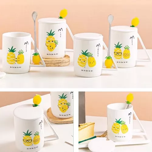 Чашка з кришкою та ложкою "Pineapple" 400мл Stenson (TD00525)